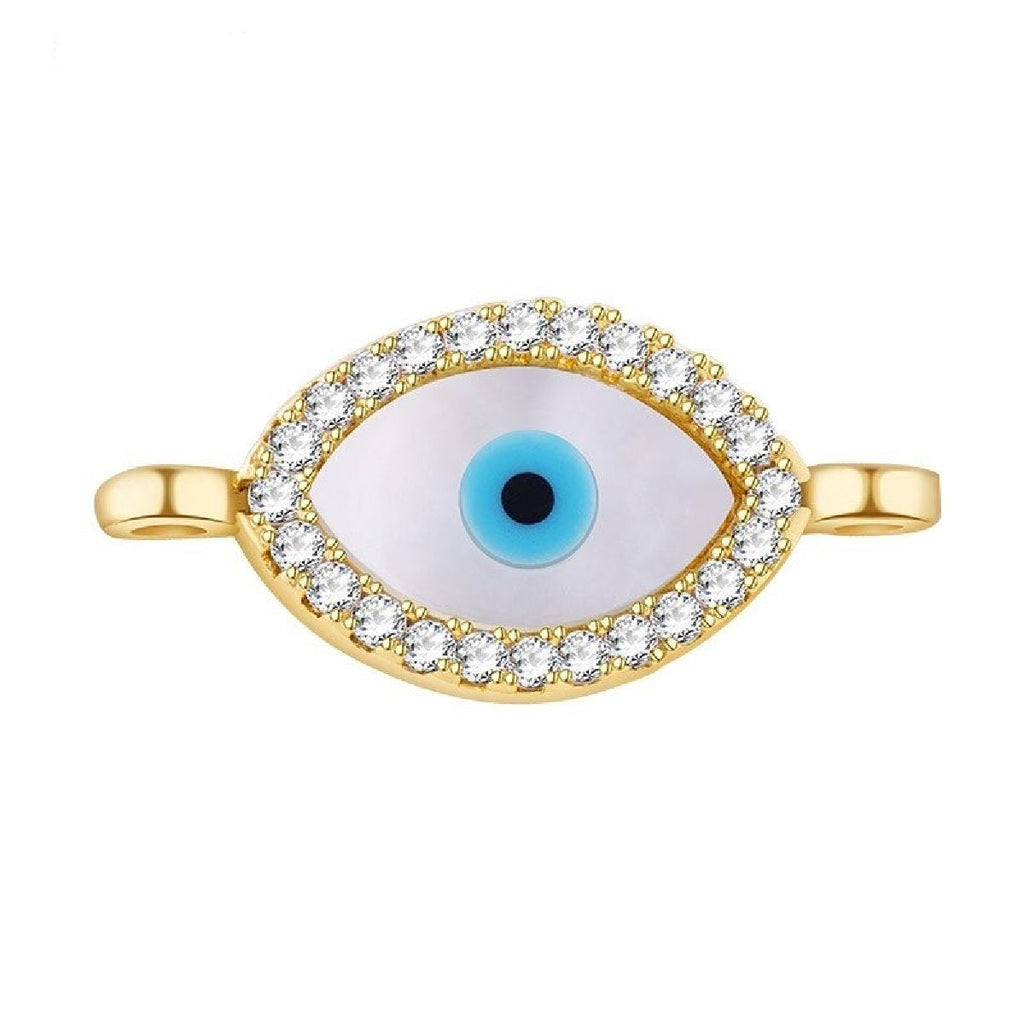 Evil Eye Oval Black Silver American Diamond Copper Centre Pcs Bulk
