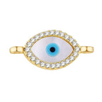 Evil Eye Oval Black Silver American Diamond Copper Centre Pcs Bulk