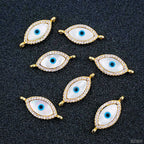 Evil Eye Oval Black Silver American Diamond Copper Centre Pcs Bulk