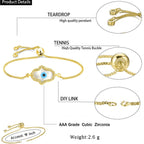 Evil Eye Hamsa Gold Mother Of Pearl CZ Slider Bracelet Bulk