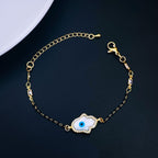 Hamsa Gold Evil Eye CZ Mother Of Pearl Hand Mangalsutra Bracelet Bulk