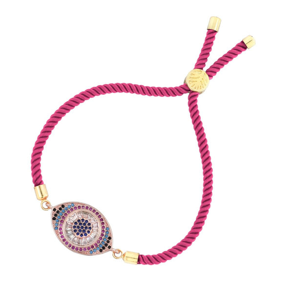 Pink Rose Gold Thread Turkish Evil Eye Bracelet For Women Bulk Main image