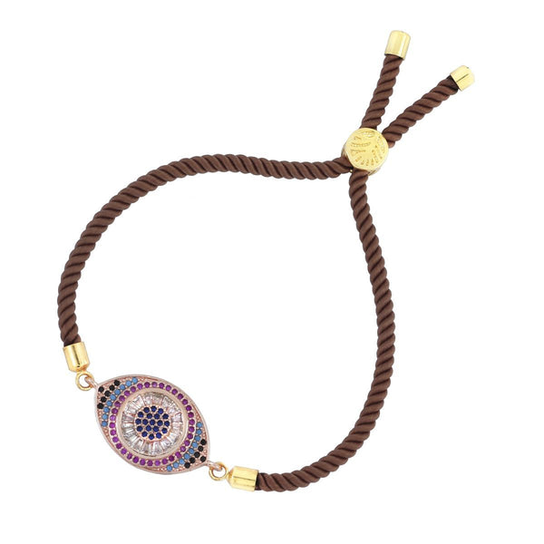 Brown Rose Gold Thread Turkish Evil Eye Bracelet Women. Bulk Secondary image