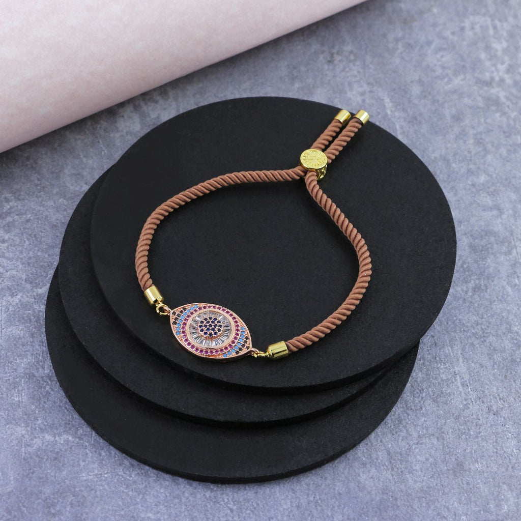 Brown Rose Gold Thread Turkish Evil Eye Bracelet Women. Bulk