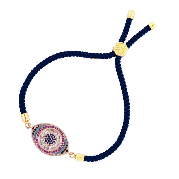 Blue Rose Gold Thread Turkish Evil Eye Bracelet For Women Bulk Main image