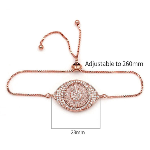 Turkish Evil Eye Rose Gold CZ Adjustable Slider Bracelet Bulk Secondary image