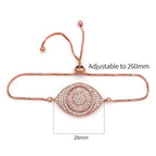 Turkish Evil Eye Rose Gold CZ Adjustable Slider Bracelet Bulk