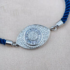 Evil Eye Copper Blue Silver Cubic Zirconia Thread Slider Bracelet Bulk