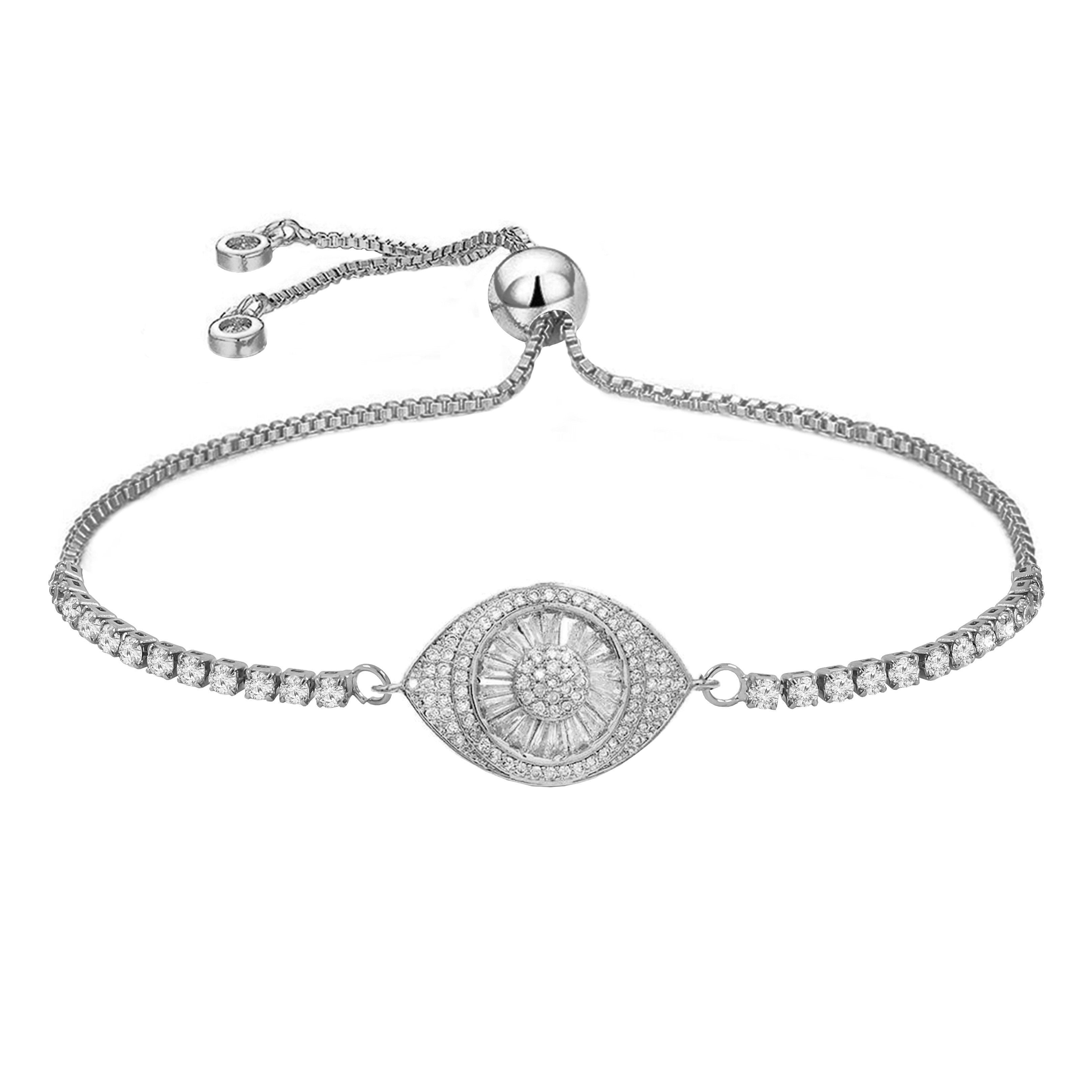 Silver Slider Turkish Evil Eye Bracelet For Women Bulk Main image