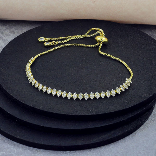 Gold Cubic Zirconia Slider Bracelet For Women Bulk Main image