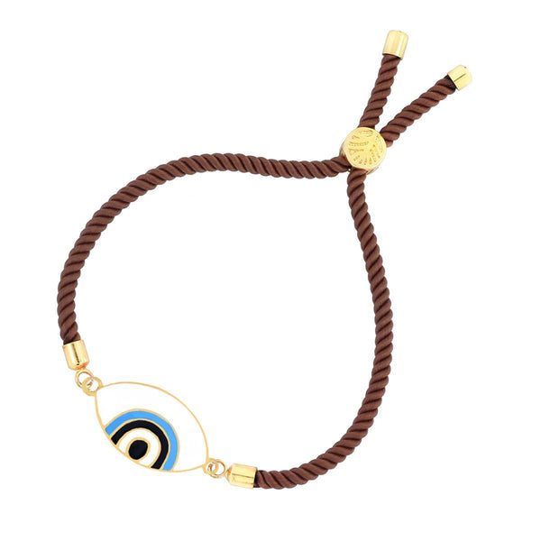 Brown White Enamel Thread Turkish Evil Eye Bracelet For Women Bulk Main image