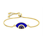 Gold Blue Slider Turkish Evil Eye Bracelet For Women Bulk