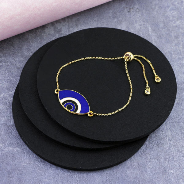 Gold Blue Slider Turkish Evil Eye Bracelet For Women Bulk Main image