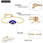 Gold Blue Slider Turkish Evil Eye Bracelet For Women Bulk