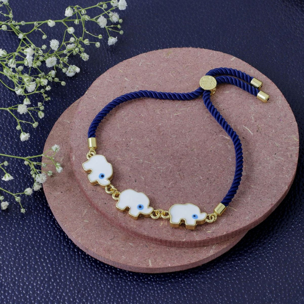 3 Elephant Blue White Thread Turkish Evil Eye Bracelet For Women Bulk