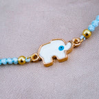 Elephant Evil Eye Blue White Gold Enamel Thread Bracelet Bulk