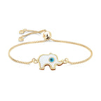 Turkish Blue Evil Eye Elephant Enamel Gold Slider Bracelet Bulk