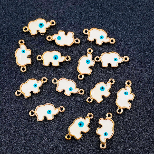 Turkish Blue Evil Eye Elephant Enamel Charms Gold Centre Pcs Women Main image