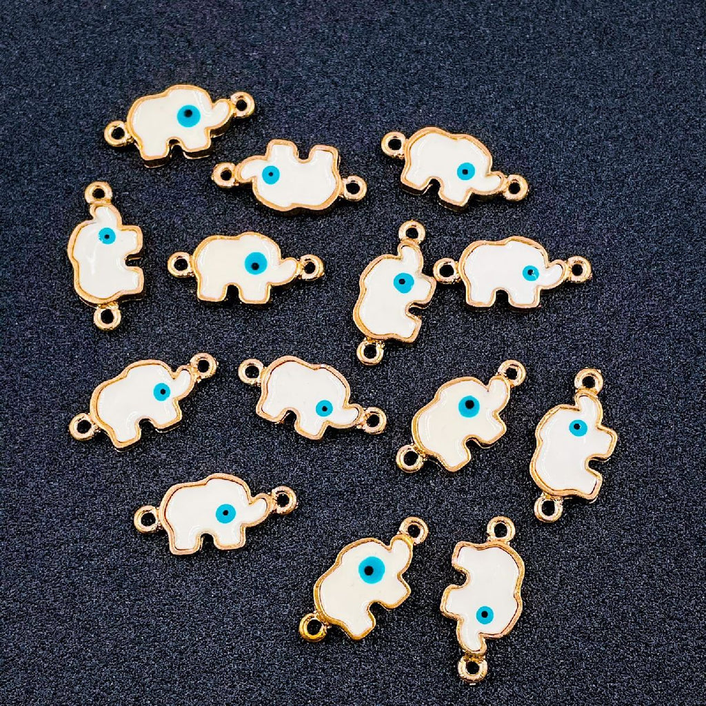 Turkish Blue Evil Eye Elephant Enamel Charms Gold Centre Pcs Women