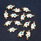 Turkish Blue Evil Eye Elephant Enamel Charms Gold Centre Pcs Women