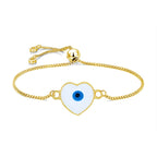 Gold Slider Turkish Evil Eye Heart Bracelet For Women Bulk