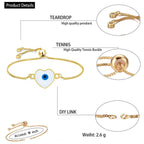 Gold Slider Turkish Evil Eye Heart Bracelet For Women Bulk