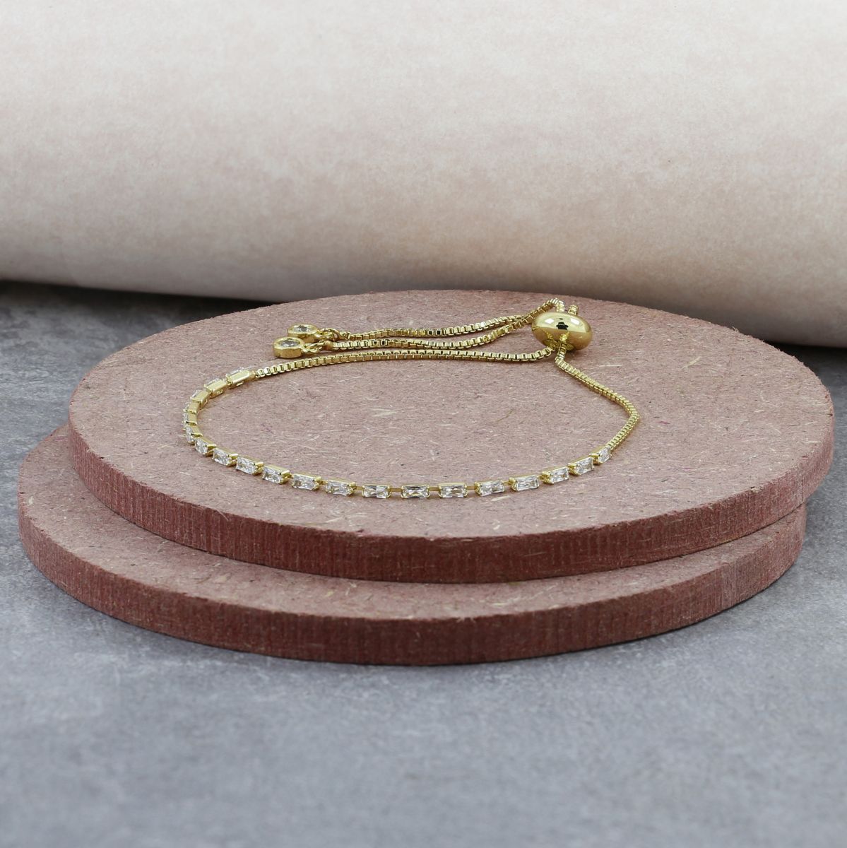 Gold Slim American Diamond Bracelet For Women Bulk