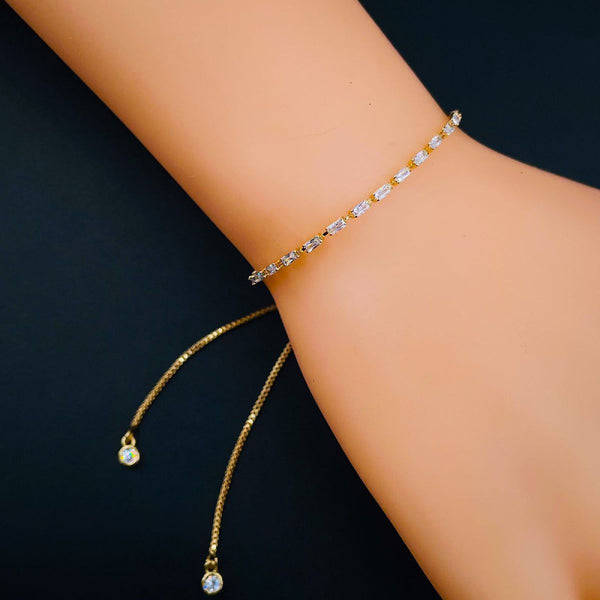 Gold Slim American Diamond Bracelet For Women Bulk Secondary image