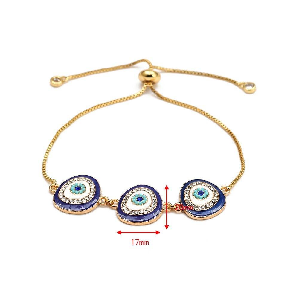 Gold Slider 3 Turkish Evil Eye Bracelet For Women Bulk