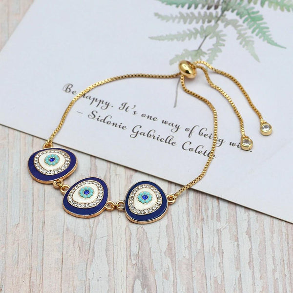 Gold Slider 3 Turkish Evil Eye Bracelet For Women Bulk Main image