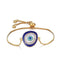 Turkish Blue Evil Eye CZ Gold Adjustable Slider Bracelet Bulk
