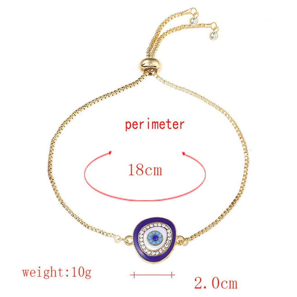 Turkish Blue Evil Eye CZ Gold Adjustable Slider Bracelet Bulk