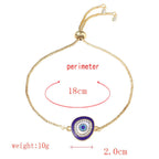 Turkish Blue Evil Eye CZ Gold Adjustable Slider Bracelet Bulk