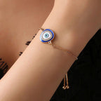 Turkish Blue Evil Eye CZ Gold Adjustable Slider Bracelet Bulk