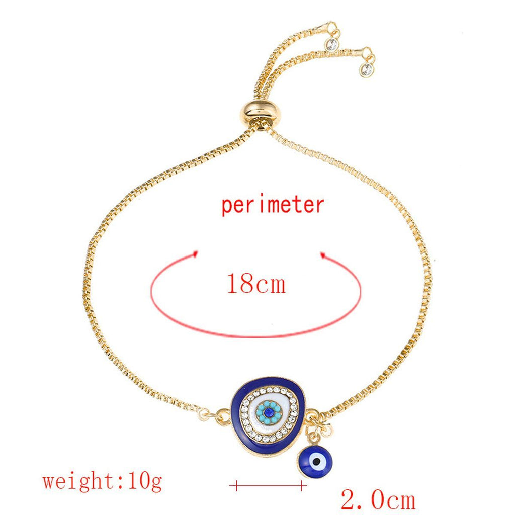 Turkish Evil Eye Blue CZ Gold Adjustable Slider Bracelet Bulk