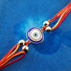 Evil Eye Blue White Cubic Zirconia Thread Rakhi For Men Bulk