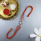 Evil Eye Blue White Cubic Zirconia Thread Rakhi For Men Bulk