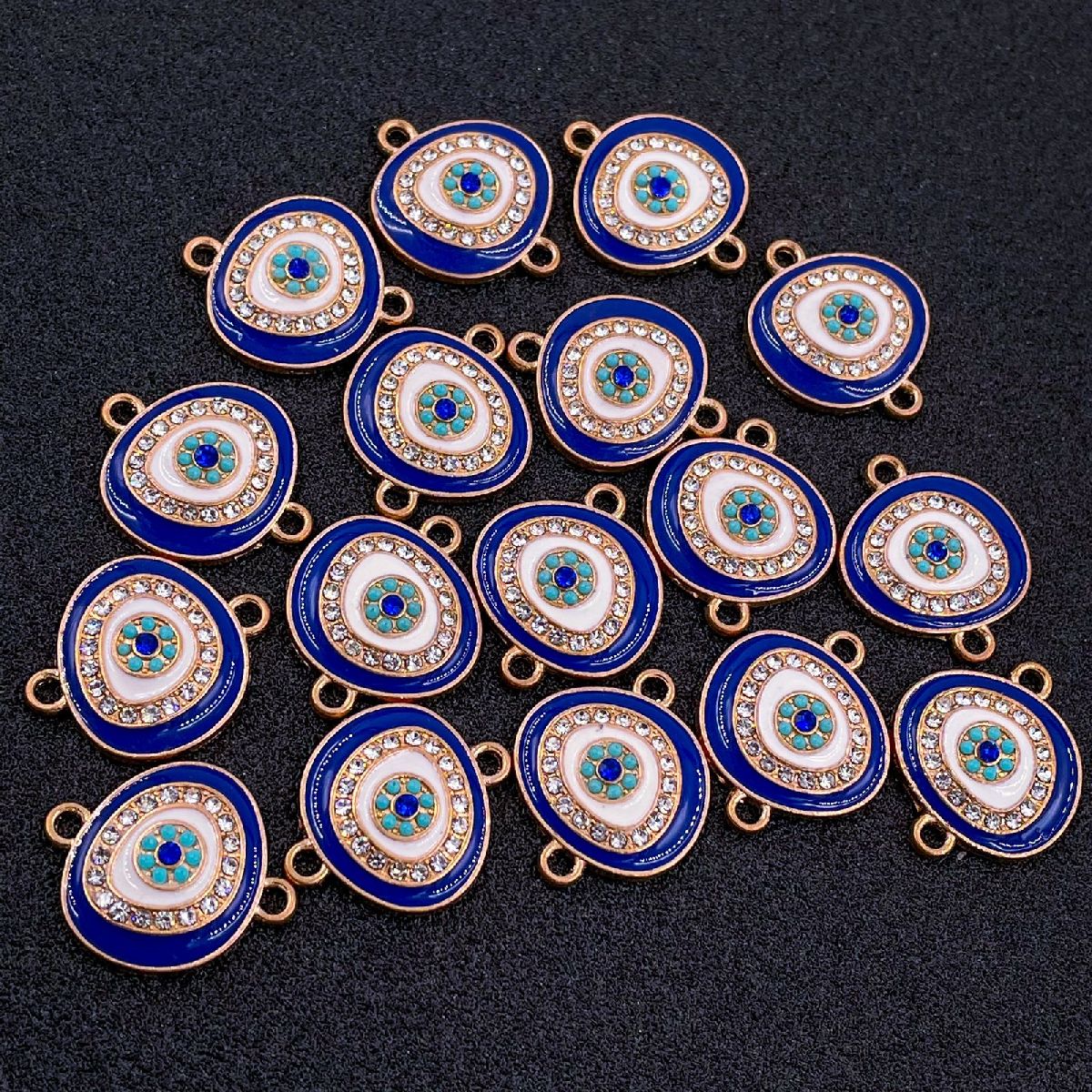 Turkish Blue Evil Eye Cubic Zirconia Gold Slider Centre Pcs Women Bulk