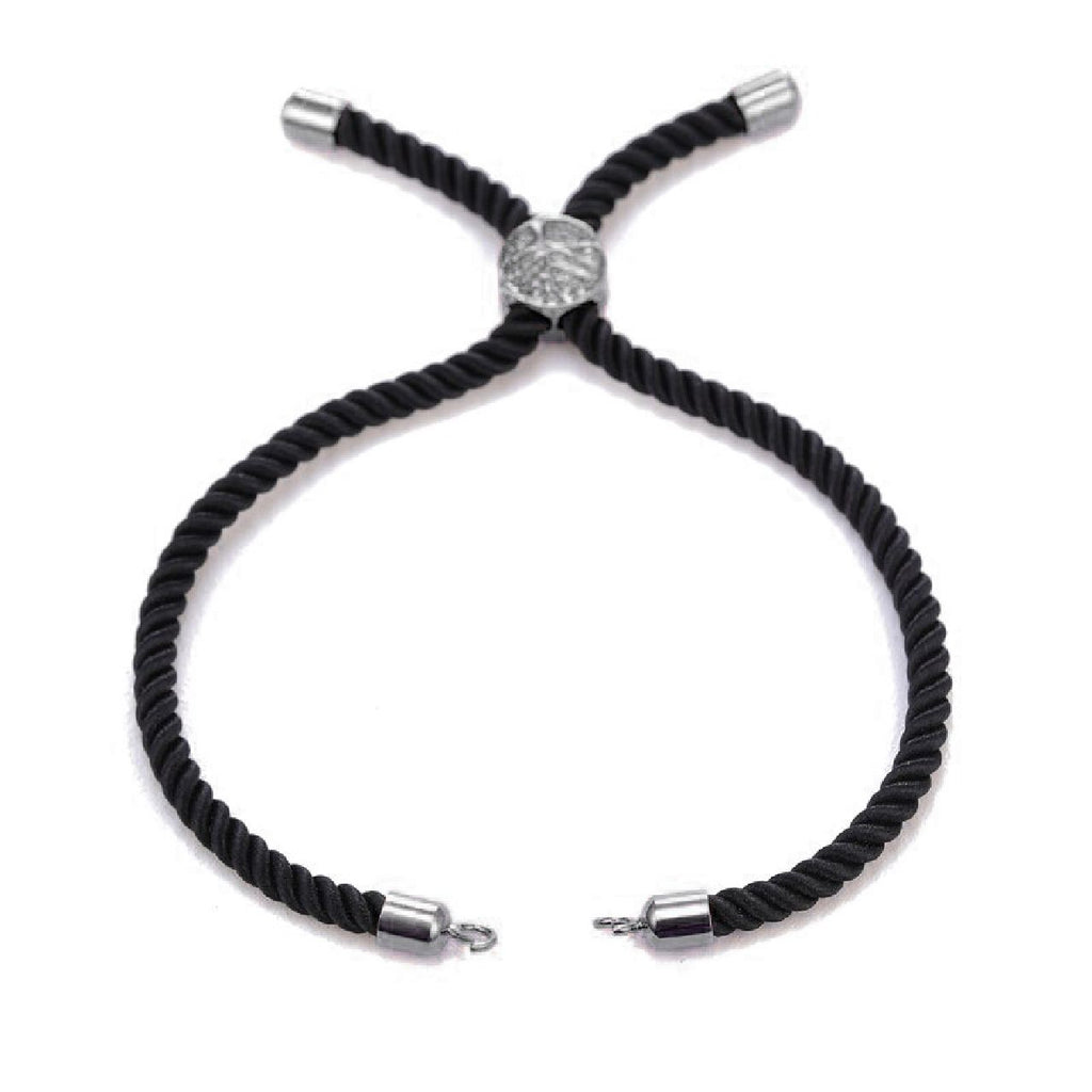 Black Silver Threads Adjustable Bracelet For Women Bulk