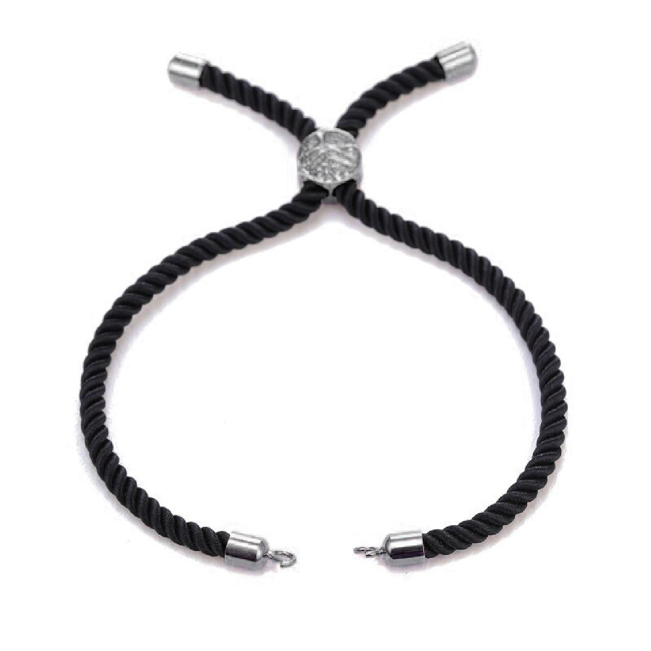 Black Silver Threads Adjustable Bracelet For Women Bulk