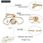 Colourful Rainbow Gold Initial Alphabet Letter Cz Slider Bracelet