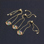 Colourful Rainbow Gold Initial Alphabet Letter Cz Slider Bracelet