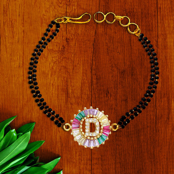 Rainbow Alphabets Initial Letters Baguette Crystal Beads Bracelet Hand Mangalsutra Secondary image