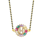 Rainbow Alphabets Initial Letters Baguette Crystal Beads Bracelet Hand Mangalsutra Women
