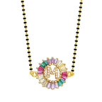 Rainbow Alphabets Initial Letters Baguette Crystal Beads Bracelet Hand Mangalsutra Women