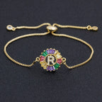 Colourful Rainbow Gold Initial Alphabet Letter Cz Slider Bracelet