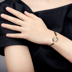 Rainbow Alphabets Initial Letters Baguette Crystal Beads Bracelet Hand Mangalsutra