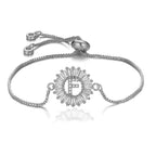 Initial Alphabet Large Letter CZ Silver Slider Bracelet Bulk