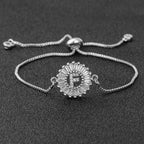 Initial Alphabet Large Letter CZ Silver Slider Bracelet Bulk