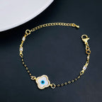 Clover Gold Evil Eye CZ Mother Of Pearl Hand Mangalsutra Bracelet Bulk